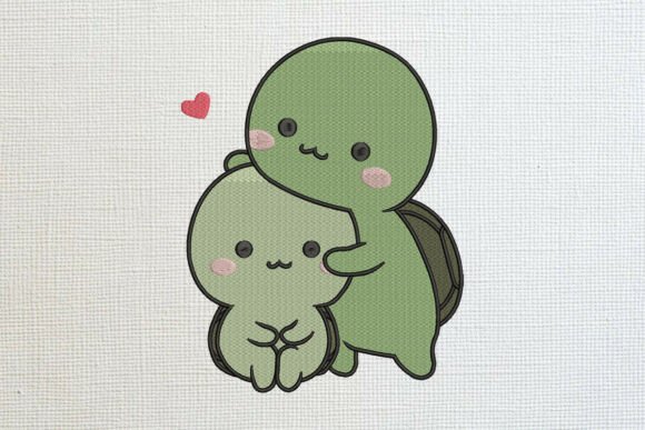 Cute Hugging Kawaii Turtles Embroidery Review