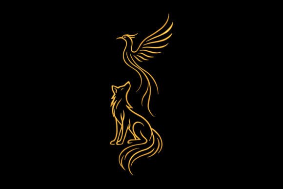 Mystic Phoenix and Fox Outline