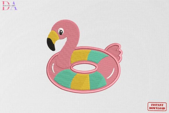 Pink Flamingo Pool Float Summer Fun Embroidery Review