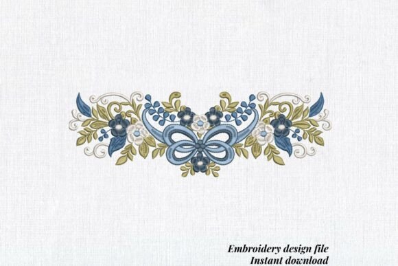 Shabby Chic Floral Bow Blue