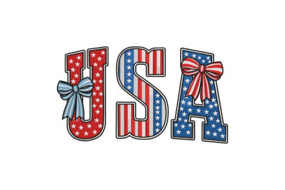 USA Patch Letters with Patriotic Bows